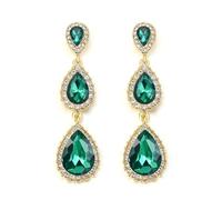 Clearine Hermosos brillantes diamantes de imitación en forma de lágrima pendientes largos para bodas, despedidas de soltera, bailes de graduación, accesorios de, Cristal