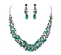 Clearine Juegos de Joyas de Mujer Cristal Lágrimas Encaje Collar y Pendientes para Novia Boda Fiesta Verde