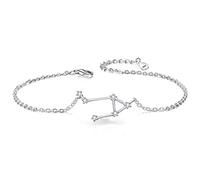 Clearine Mujer 925 Plata Zircón Horóscopo Zodíaco 12 Constelación Astrología Personalidad Pulsera Joyas Fantasia "Libra"