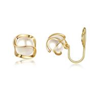 Clearine Pendientes de perlas de oro de moda para mujer, jaula redonda de moda clásica, pequeña perla simulada, joyería nupcial, Perla simulada
