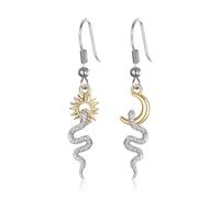 Clearine Pendientes góticos punk sol luna serpiente animal colgante para mujer disfraz fiesta accesorios de joyería