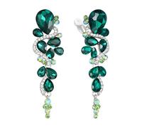 Clearine Pendientes para mujer Bohemio Boho Cristal Boda Nupcial Lotes de gota Araña Tornillo Volver Clip-On de clip de oreja colgantes