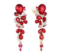 Clearine Pendientes para mujer Bohemio Boho Cristal Boda Nupcial Lotes de gota Araña Tornillo Volver Clip-On de clip de oreja colgantes