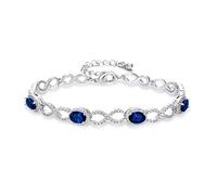Clearine Pulsera de Mujer Infinidad Cadena Pulseras Joyería para Boda Ajustable Cubic Zirconia Regalos,Color Azul Plata-Tono