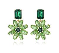 Clearine Sparkle Bling Rhinestone Marquise Corte Esmeralda Cluster Flor Pendientes para Mujer Verano Fiesta Joyería, 1.8 inches x 1.2 inches, Cristal