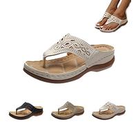 ClearloveWL 2023 Women's Soft Bottom Massage Orthopedic Flip-Flops Sandals, Arch Support Summer Casual Platform Sandals Shoes Casual (Color : Beige, Size : 7uk)