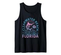 Clearwater Beach Florida Marlin Pesca Retro Ocean Vibes Camiseta sin Mangas