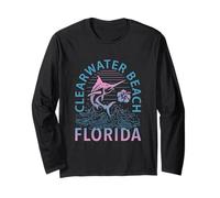Clearwater Beach Florida Marlin Pesca Retro Ocean Vibes Manga Larga