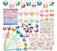 Cleboen Cumpleaños Mariposa Regalo Niña de Mariposa pajitas reutilizables Collar Pinzas para Cabello Anillo Llavero Mariposa Bolsas de Fiesta Relleno Piñata Mariposa Niña