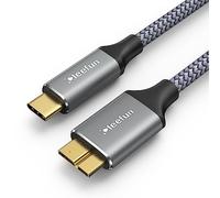 CLEEFUN Cable de Disco Duro 0,5m, Cable USB3.1 Tipo C a Micro B 10Gbps para Seagate, WD Elements, Toshiba, Samsung, Discos Duros Externos Portátiles, Gris