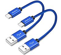 CLEEFUN Cable USB C Corto 0,3m 2 unidades, Cable de Nailon tipo C, Carga Rápido para Samsung Galaxy S8 S9 S10 Plus S10e, A20e A30S A50 A51, Moto Xperia y más