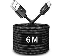 CLEEFUN Cable USB C Extra Largo 6M, Cable USB a USB C Carga Rapide para PS5 Controller, Galaxy S10 S9 Ultra, Galaxy Tab A9 FE/ A9+, para Xiaomi Redmi Pad
