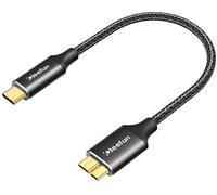 CLEEFUN Micro USB a USB C Corto 0,3m/30cm, Cable de Disco Duro, USB3.1 Micro B 10Gbps para Seagate, WD Elements, Toshiba, Samsung, Discos Duros Externos Portátiles, Negro