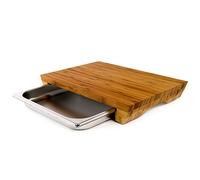 cleenbo - Tabla de corte "style bamboo" con bandeja de acero inoxidable, tabla de cocina de bambú, dimensiones: 43 x 29 x 7 cm