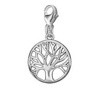 CLEER SCHMUCK - Colgante para árbol de la vida, 14 mm de diámetro, brillante, sencillo, parcialmente abierto, plata de ley 925, en caja de regalo