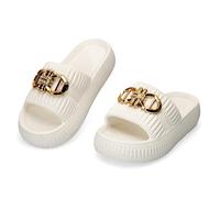 CLEIKS Chanclas Mujer Pantuflas de Moda 4.2cm EVA Sandalias Suaves con Hebilla Dorada Zapatillas Ligeras Citas Fiestas Viaje (Blanco, 40 EU, WES260127-0)