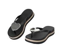 CLEIKS Mujer Calzado Con Plataforma Y Adorno Corazón Descomplicado Calzado Moderno Sin Restricciones Minimalista Para Casa y Exterior (Negro, 40 EU, WFI260074-0)