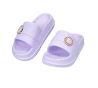 CLEIKS Mujer Chanclas Modernas Con Adorno de Círculo Dorado Descomplicadas Estivales Antideslizantes Sin Restricciones Para Casa y Baño (Morado, 36/37 EU, WES260215-0)