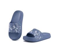 CLEIKS Mujer Chanclas Verano Tacón de Cuña Estampado de Dibujos Animados Permeables Sin Restricciones Para Vacaciones (Azul Oscuro, 37/38 EU, WES250397-0)