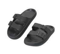 CLEIKS Mujer Sandalias Adaptadas al Diario Con Plataforma y Hebillas Ajustables Elegantes Estivales Calzado Flexible Para Uso Diario (Negro, 41 EU, WEB250640-0)
