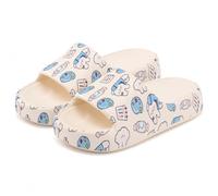 CLEIKS Mujer Sandalias Verano Estampado de Dibujos Animados Antideslizantes Sin Restricciones Para Playa (Beige, 36 EU, WES250397-0)