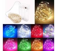 Cleiscry 1 cadena de luces LED de 2 m, 3 m, 5 m, 10 m, alambre de cobre, USB o funciona con pilas, luz de hada, para luces navideñas, bodas (lila (UV), caja de 3 x AA de 2 metros