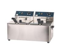 Cleiton® Freidora Industrial Eléctrica 8+8 Litros Doble Sobremesa | Freidora Profesional de Aceite en Acero Inox 6500 W Termostato Alta Precisión