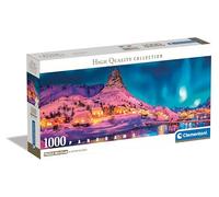 Clementoni Puzzle panorámico Noche colorida sobre Islas Lofoten 1000 piezas 98×33 cm con póster