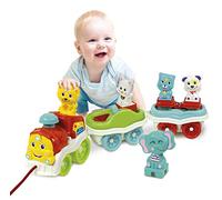 Clementoni -17740 Animales-3 parlante, Interactivo y remolcable, Tren de Juguete eléctrico, Juego niño 1 año (versión en Italiano) -Made in Italy, Multicolor, 17740