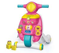 Clementoni - 17851 - Valentina Scooterina Primeros pasos 2 en 1 - Juego Spingible, para aprender a caminar, centro de actividades electrónico educativo para niños 9 meses, desarrollo motor, fabricado