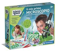 Clementoni - 19347 - Ciencia y Juego Lab - Mi Primer microscopio - Laboratorio microscopio óptico 150X, experimentos científicos para niños a Partir de 8 años (Juego en Italiano), Fabricado en Italia