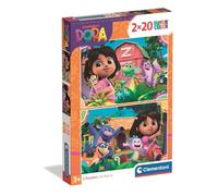 Clementoni - 2 Puzzles de 20 Piezas Dora La Exploradora (40 Piezas en Total),Juego de Rompecabezas, Estimula la Lógica y la Observación, Juguete Infantil +3 Años, 24827