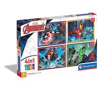 Clementoni 21525 Supercolor Puzzle 4 En 1, Marvel Avengers, 12-16-20-24 Piezas, con 4 Imágenes Diferentes, Puzzle Infantil A Partir De 3 Años
