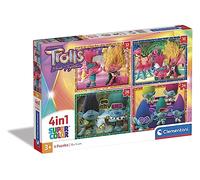 Clementoni 21527 Supercolor Puzzle 4 En 1, Trolls 3, 12-16-20-24 Piezas, con 4 Imágenes Diferentes, Puzzle Infantil A Partir De 3 Años