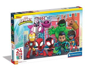 Clementoni 24249 Supercolor Puzzle 24 Maxi Piezas, Marvel Spidey and His Amazing Friends, Puzzle Infantil Piezas Grandes A Partir De 3 Años