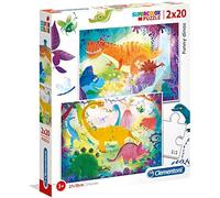 Clementoni - 24755 - Supercolor Puzzle for children-Dinosaur-2 x 20 Pieces