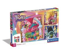 Clementoni 25292 Supercolor Puzzle 3x48 Piezas, Trolls 3, 3 Puzzles Infantiles De 48 Piezas Cada Uno A Partir De 5 Años