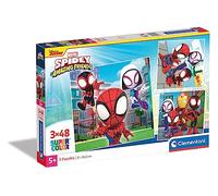 Clementoni 25294 Supercolor Puzzle 3x48 Piezas, Marvel Spidey and His Amazing Friends, 3 Puzzles Infantiles De 48 Piezas Cada Uno A Partir De 5 Años