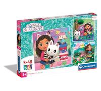 Clementoni 25295 Supercolor Puzzle 3x48 Piezas, Gabby'S Dollhouse, 3 Puzzles Infantiles De 48 Piezas Cada Uno A Partir De 5 Años