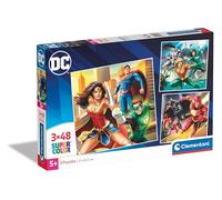 Clementoni 25296 Supercolor Puzzle 3x48 Piezas, DC Comics Justice League, 3 Puzzles Infantiles De 48 Piezas Cada Uno A Partir De 5 Años