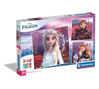 Clementoni 25297 Supercolor Puzzle 3x48 Piezas, Disney Frozen, 3 Puzzles Infantiles De 48 Piezas Cada Uno A Partir De 5 Años