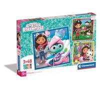 Clementoni 25300 Supercolor Puzzle 3x48 Piezas, Gabby'S Dollhouse, 3 Puzzles Infantiles De 48 Piezas Cada Uno A Partir De 5 Años