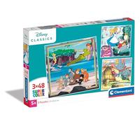 Clementoni 25302 Supercolor Puzzle 3x48 Piezas, Disney Classics, 3 Puzzles Infantiles De 48 Piezas Cada Uno A Partir De 5 Años