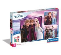 Clementoni 25306 Supercolor Puzzle 3x48 Piezas, Disney Frozen, 3 Puzzles Infantiles De 48 Piezas Cada Uno A Partir De 5 Años