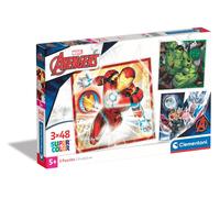 Clementoni- Marvel The Avengers 3 Supercolor Puzzles Infantiles De 48 Piezas, para Niños 5-7 Años, Desarrolla La Concentraciòn Mentàl Y La Logica, 25315, Multicolor