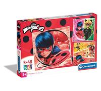 Clementoni - 25317 - Rompecabezas Supercolor - Miraculous - 3 x 48 Piezas (Incluye 3 Puzzles de 48 Piezas) - Puzzle para niños de 5 años, Rompecabezas de Dibujos Animados, Fabricado en Italia