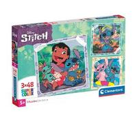 Clementoni Puzzle - Disney Stitch - 3 Supercolor Puzzles Infantiles De 48 Piezas, para Niños 5-7 Años, Desarrolla La Concentraciòn Mentàl Y La Logica, 25321