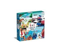 Clementoni - 4 en 1 Juegos compendio del Ganso, Batalla Naval, Dama y El ahorcado Mesa Niños 6 Años, Juego en Caja, 2-12 Jugadores, Made in Italy, Multicolor, 16721