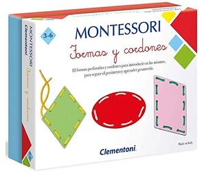 Clementoni-55293 - Montessori - Formas y Cordones - Juego Educativo Montessori a Partir de 3 años