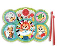 Clementoni Baby Baby Animal Drum, Batería Musical Infantil Interactiva con Luces y Sonidos de Animales, Juguete Educativo de Percusión con Baquetas para Bebés Desde 18 Meses - 17598